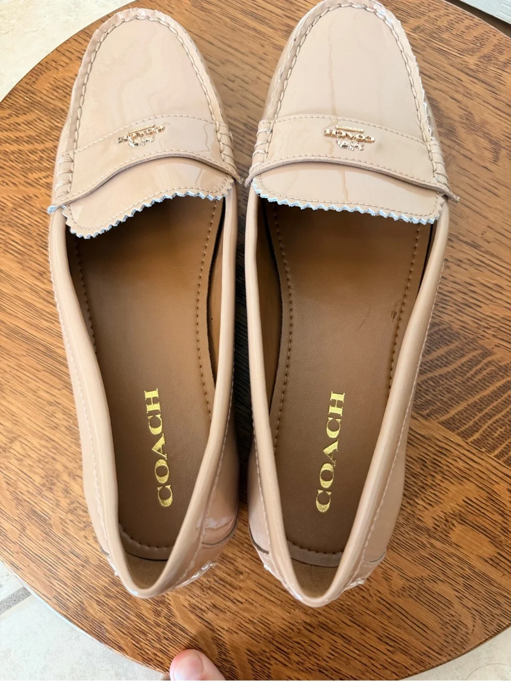 Coach Women's Patent Penny Loafers in Blush Beige